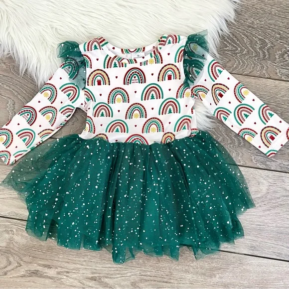 Girl Boutique Green Rainbow Tutu Dress - Picture 1 of 2